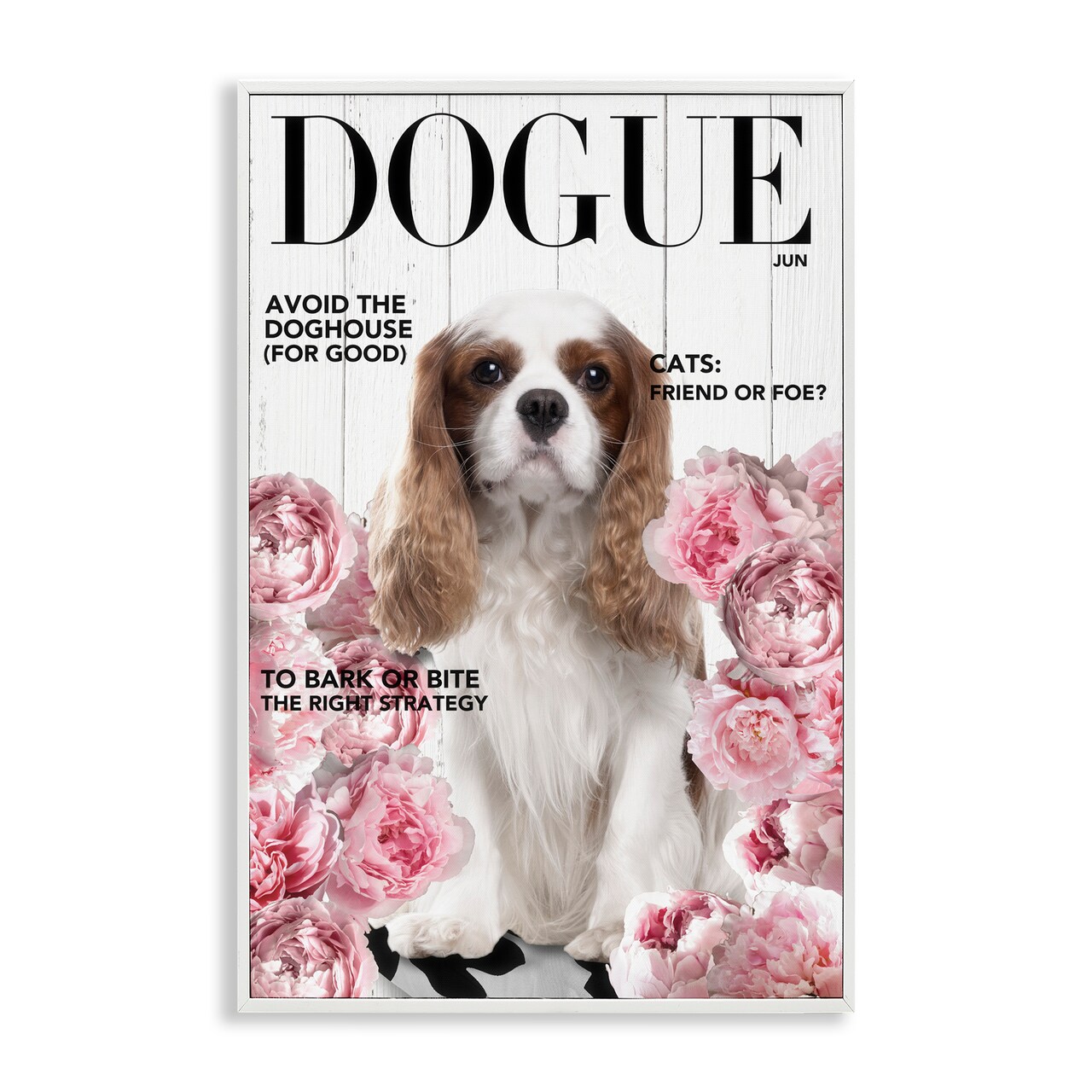 Stupell Industries Funny Floral Dog Magazine Framed Giclee, design by Sasha